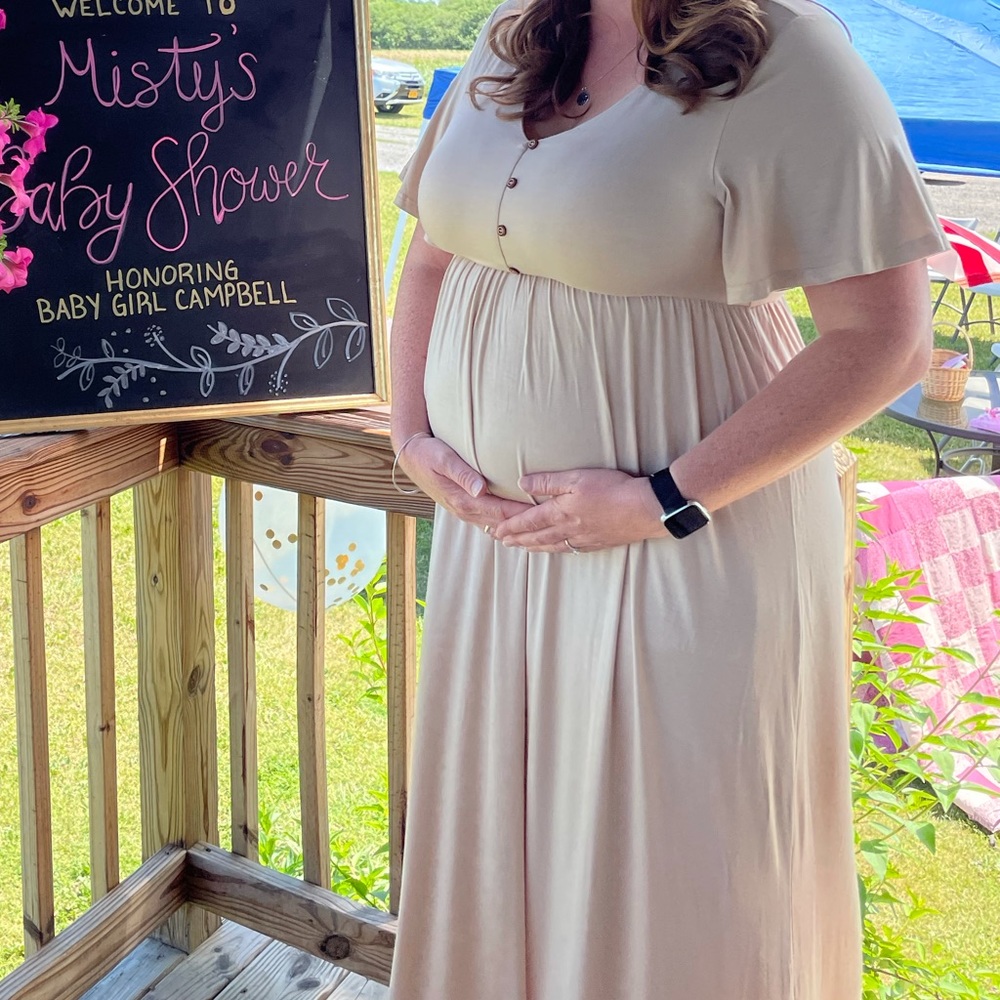 Maternity maxi dress with cap sleeves